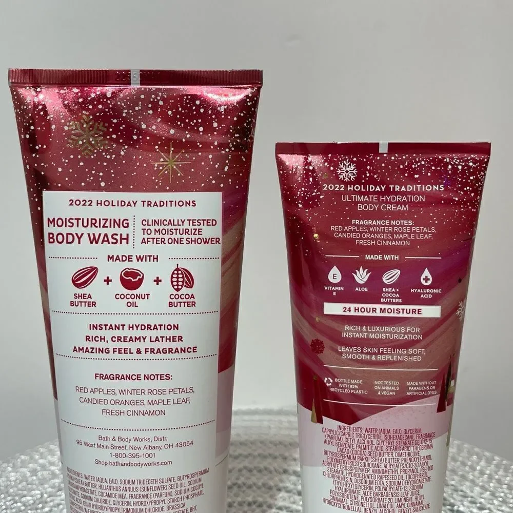 BBW Winter Candy Apple Body Wash and Body Cream set of  2 NWT